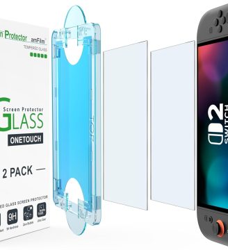 amFilm Auto-Alignment OneTouch for Nintendo Switch 2 Matte Finish Screen Protector 2025, Tempered Glass, 30 Seconds Installation, Bubble Free, Anti Glare, Touch Sensitive, Anti Fingerprint [2 Pack]