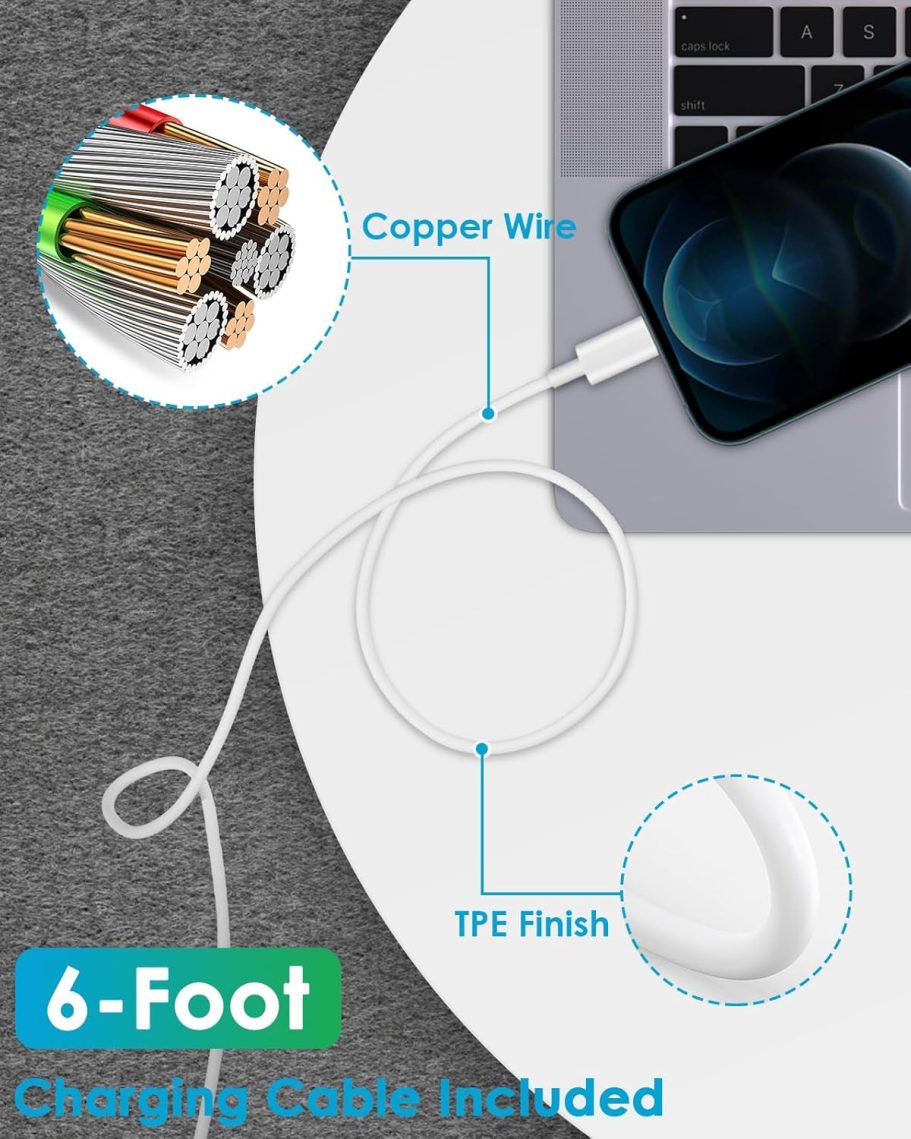 Fast Charger i Phone, 20W USB C Block with 6Ft Cable Compatible with IP 14/14 Pro/14 Plus/14 Pro Max/13/13 Mini/13 Pro/13 Pro Max/12/11/X & More - Image 3