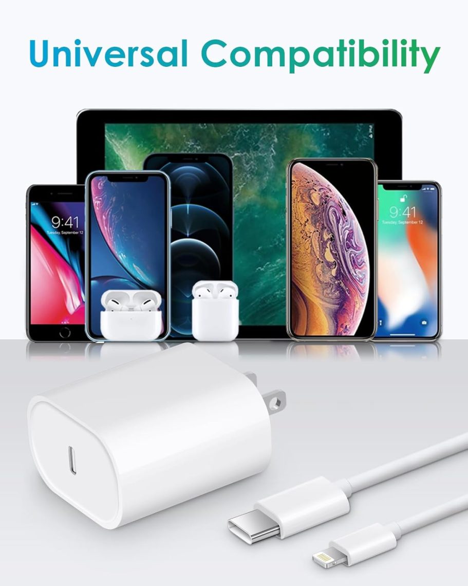 Fast Charger i Phone, 20W USB C Block with 6Ft Cable Compatible with IP 14/14 Pro/14 Plus/14 Pro Max/13/13 Mini/13 Pro/13 Pro Max/12/11/X & More - Image 8