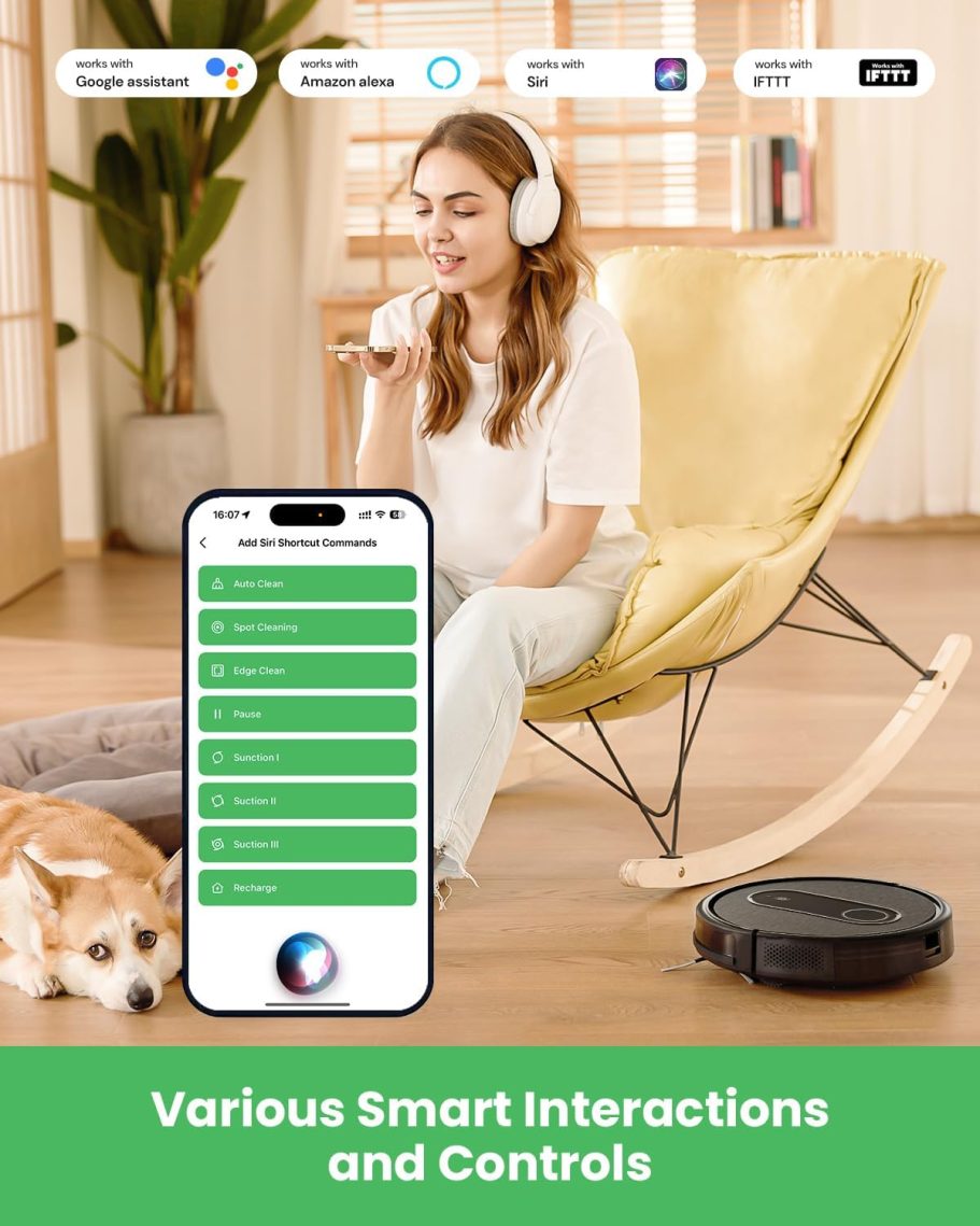 Robot Vacuum,2 in 1 Mopping and Vacuuming, App/Voice/Remote Control,Self-Charging Robotic Vacuum Cleaner,Good for Hard Floor, Low-Pile Carpet, Pet Hair (Small) - Image 4