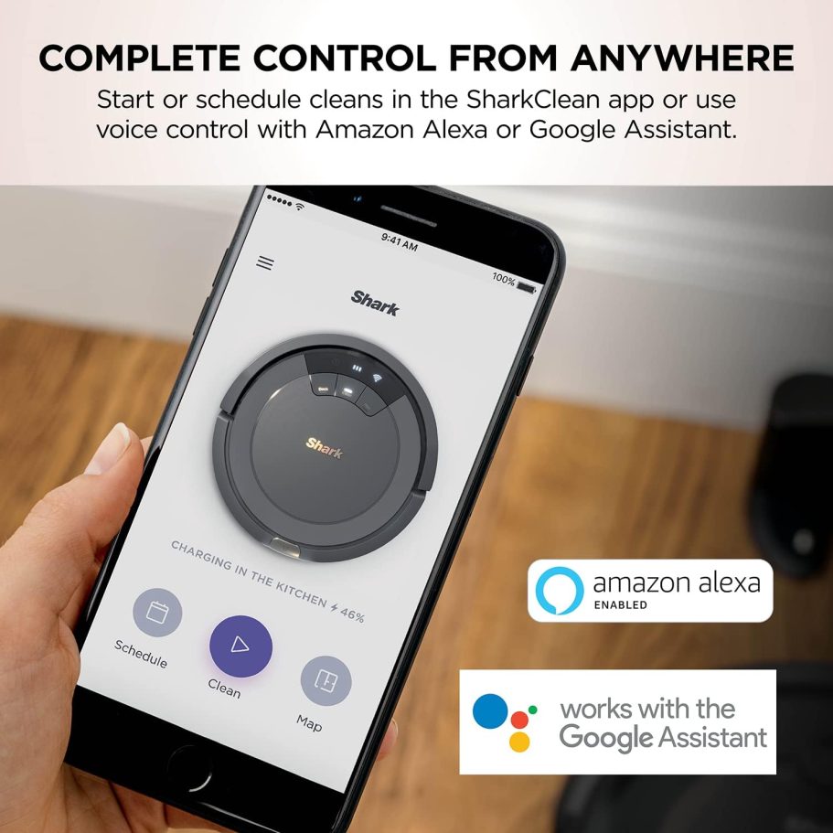 Shark AV753 ION Robotic Vacuum, Wi-Fi Connected, 120min Runtime, Compatible with Alexa, Multi-Surface Cleaning, Gray (Renewed) - Image 3